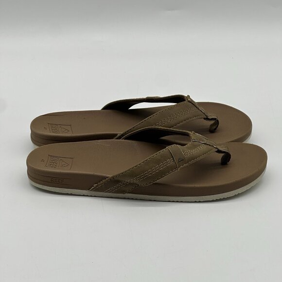 Reef Kids Cushion Phantom Brown Faux Leather Slip-on Thong Sandals Youth Size 4 - Picture 2 of 10